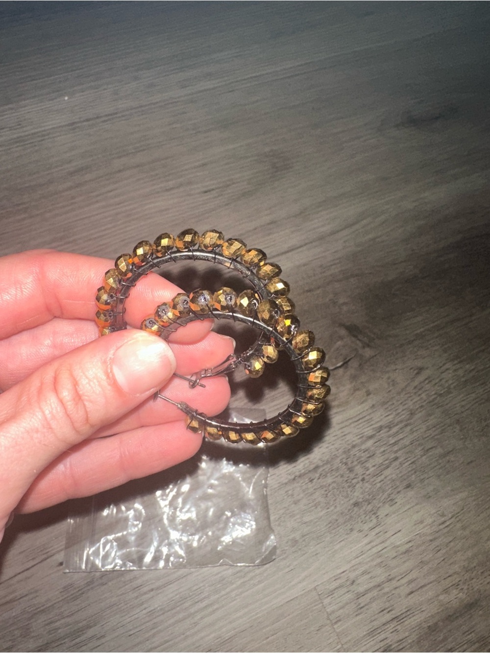 Brown/Bronze Beaded Hoop Earrings